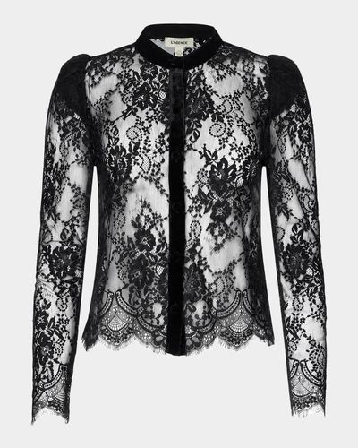 L & apos;AGENCE Dorothea Velvet Lace Blouse
