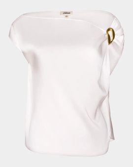 L & apos;AGENCE Driselle Buckle-Embellished Satin Scarf Top