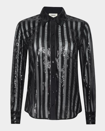 L & apos;AGENCE Dyana Sequin-Embellished Chiffon Blouse