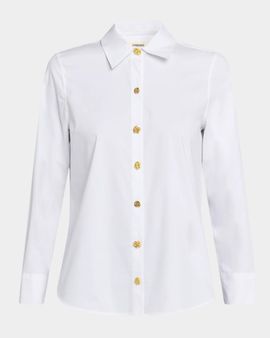 L & apos;AGENCE Ellery Cotton-Blend Button-Front Blouse