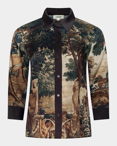 L & apos;AGENCE Eulalie Placement Print Blouse