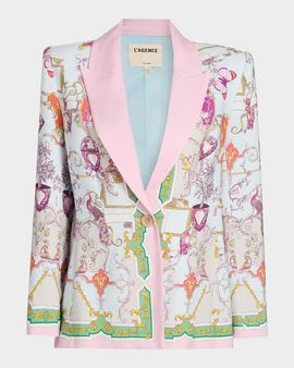 L & apos;AGENCE Gweny Scarf-Print Relaxed Blazer