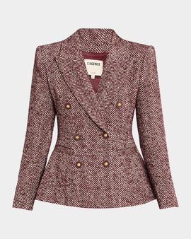 L & apos;AGENCE Karima Herringbone Cinched Blazer
