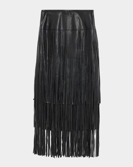 L & apos;AGENCE Karoline Faux-Leather Fringe Maxi Skirt