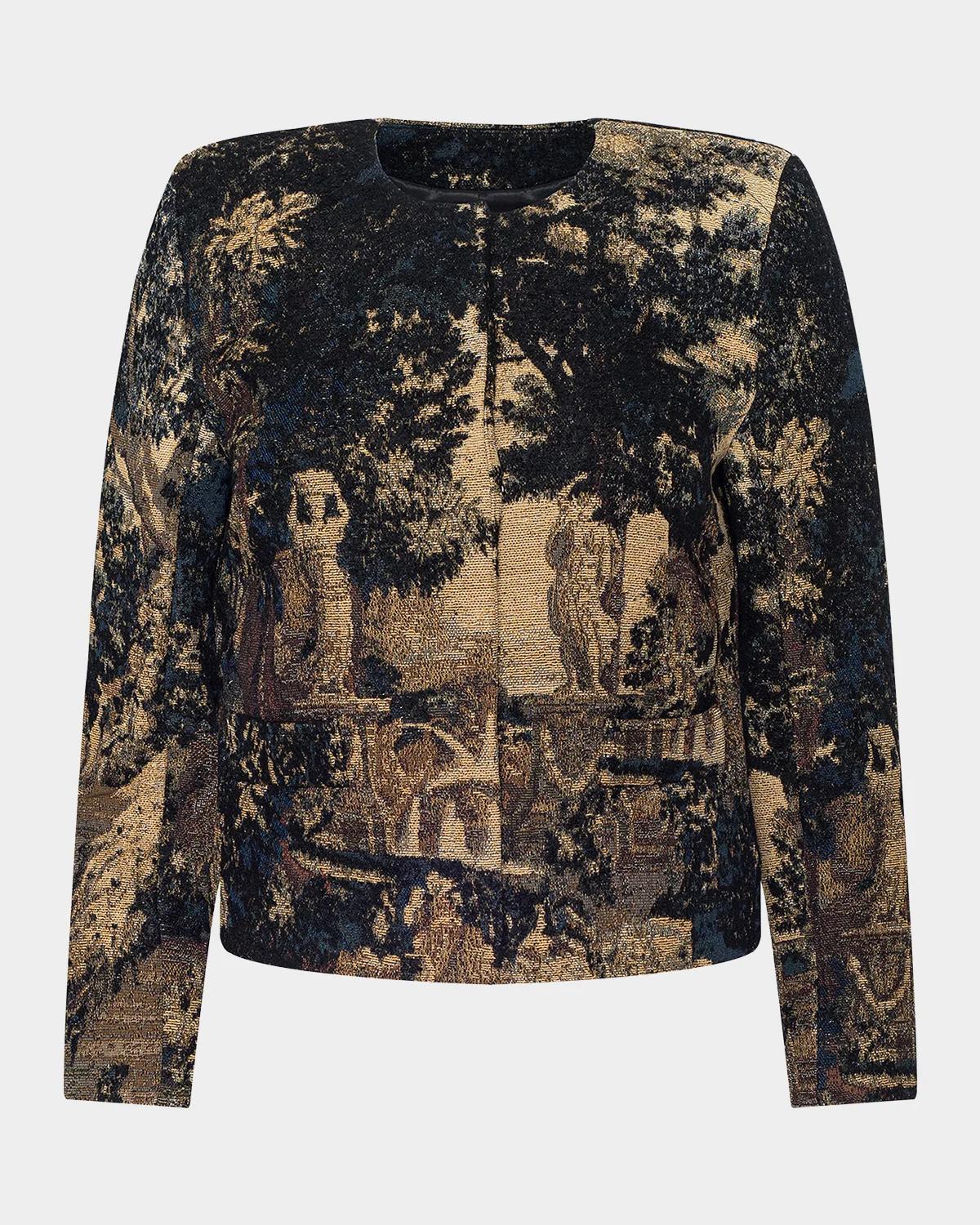L & apos;AGENCE Lian Tapestry Collarless Jacket