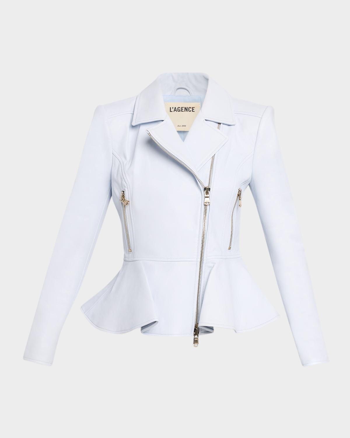 L & apos;AGENCE Lyric Peplum Leather Biker Jacket