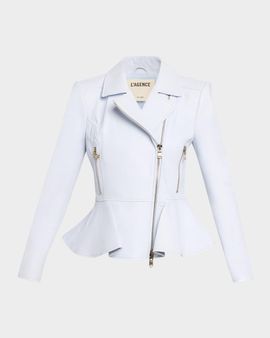 L & apos;AGENCE Lyric Peplum Leather Biker Jacket