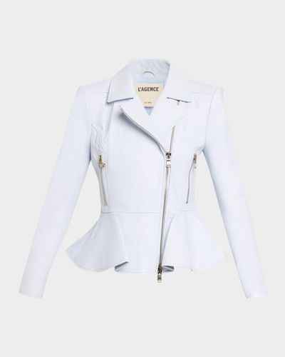 L & apos;AGENCE Lyric Peplum Leather Biker Jacket