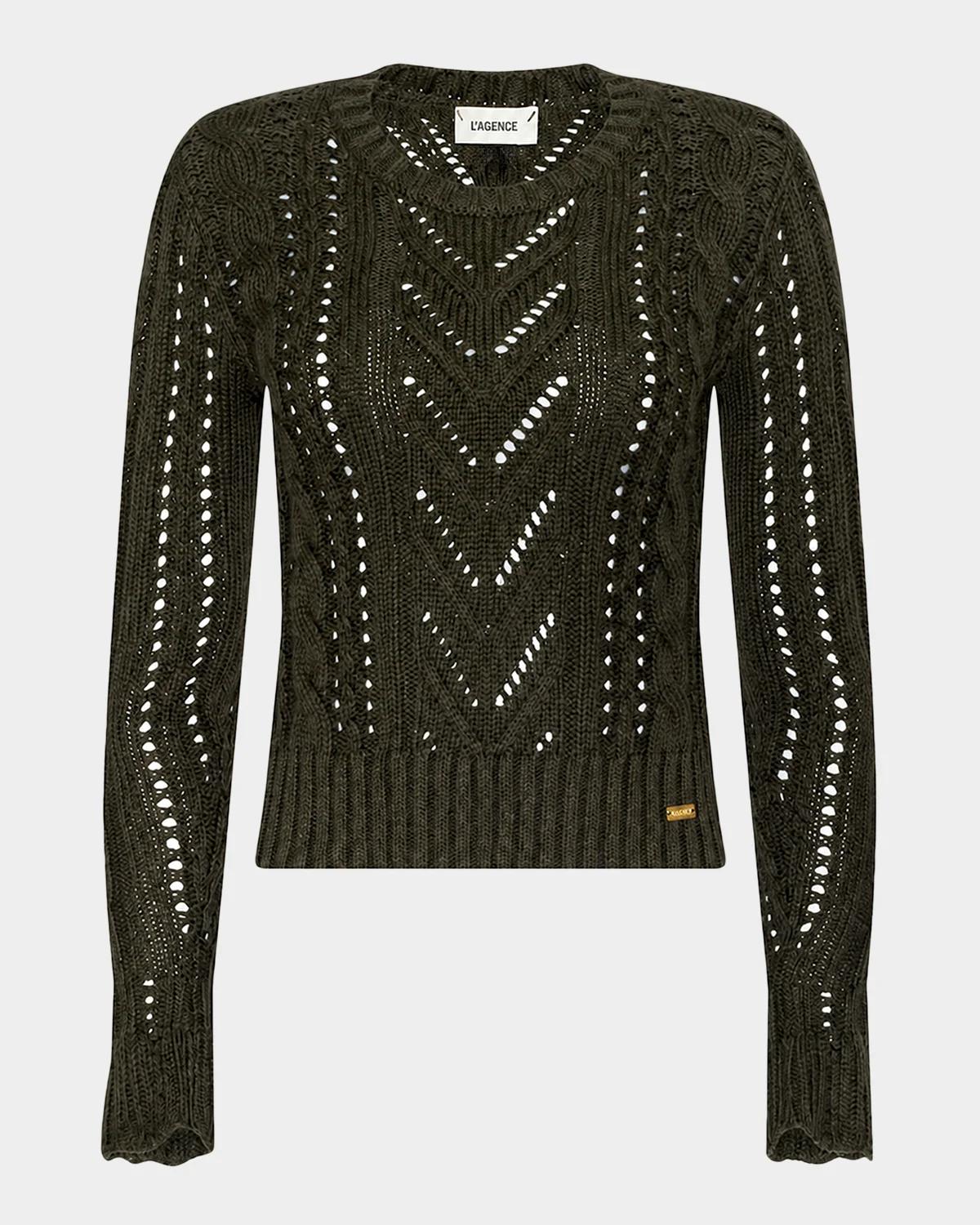 L & apos;AGENCE Mio Cable Knit Crop Sweater