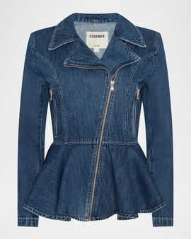 L & apos;AGENCE Moxie Denim Peplum Jacket