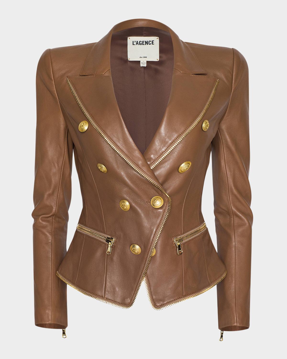 L & apos;AGENCE Ottilie Leather Zip Blazer