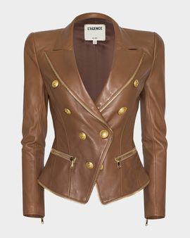 L & apos;AGENCE Ottilie Leather Zip Blazer