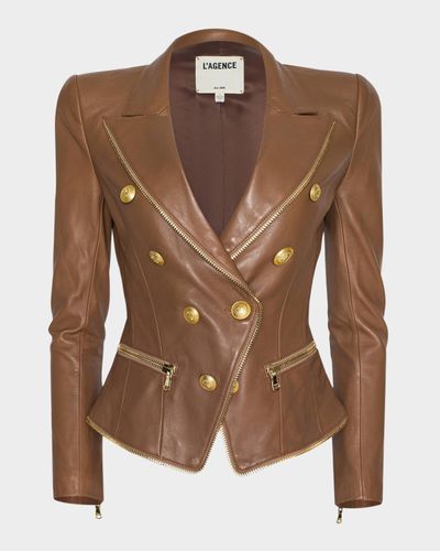 L & apos;AGENCE Ottilie Leather Zip Blazer