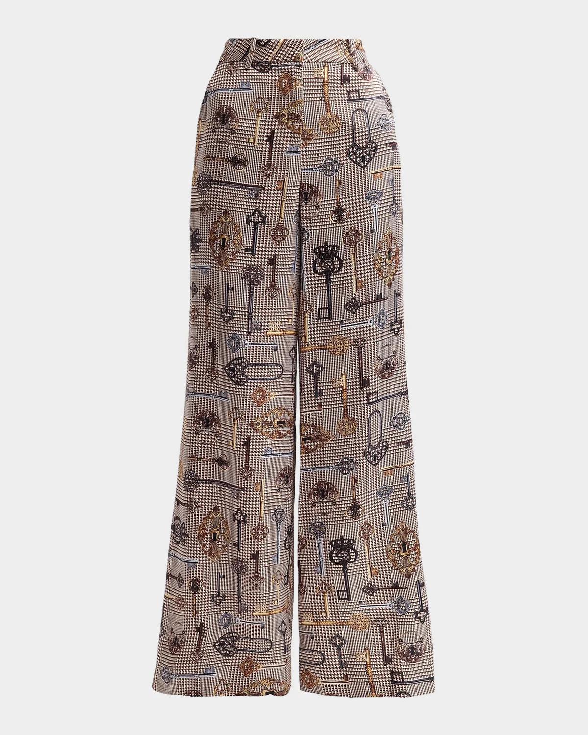 L & apos;AGENCE Pilar Houndstooth Key Wide-Leg Pants