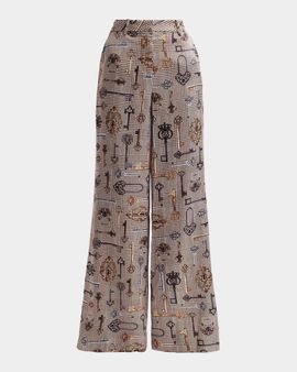 L & apos;AGENCE Pilar Houndstooth Key Wide-Leg Pants