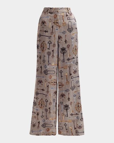 L & apos;AGENCE Pilar Houndstooth Key Wide-Leg Pants