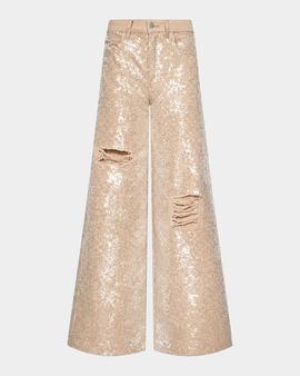 L & apos;AGENCE Quincy Sequined Wide-Leg Jeans