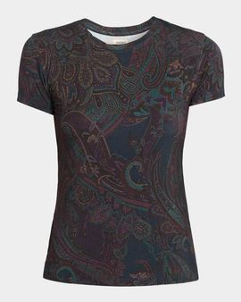 L & apos;AGENCE Ressi Paisley Crewneck T-Shirt
