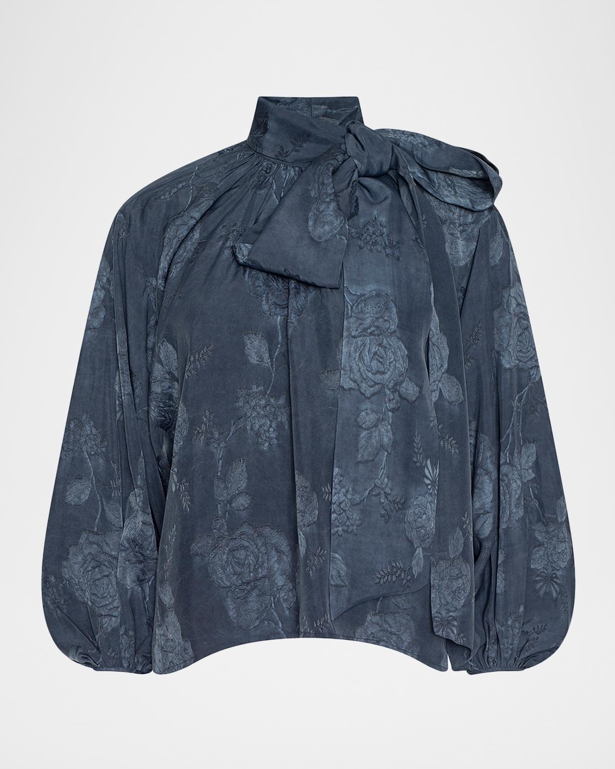 L & apos;AGENCE Rhett Oversized Floral Jacquard Blouse