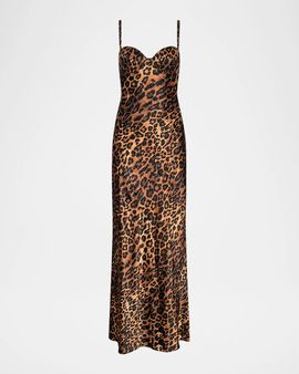 L & apos;AGENCE Sayla Leopard Silk Charmeuse Gown