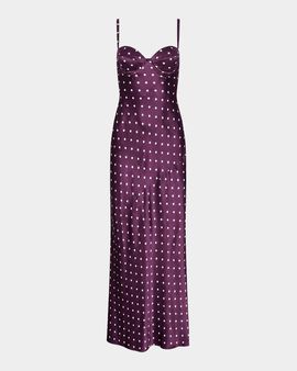 L & apos;AGENCE Sayla Polka-Dot Silk Gown