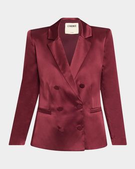 L & apos;AGENCE Sena Silk Double-Breasted Blazer