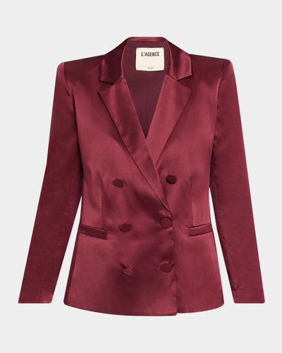 L & apos;AGENCE Sena Silk Double-Breasted Blazer