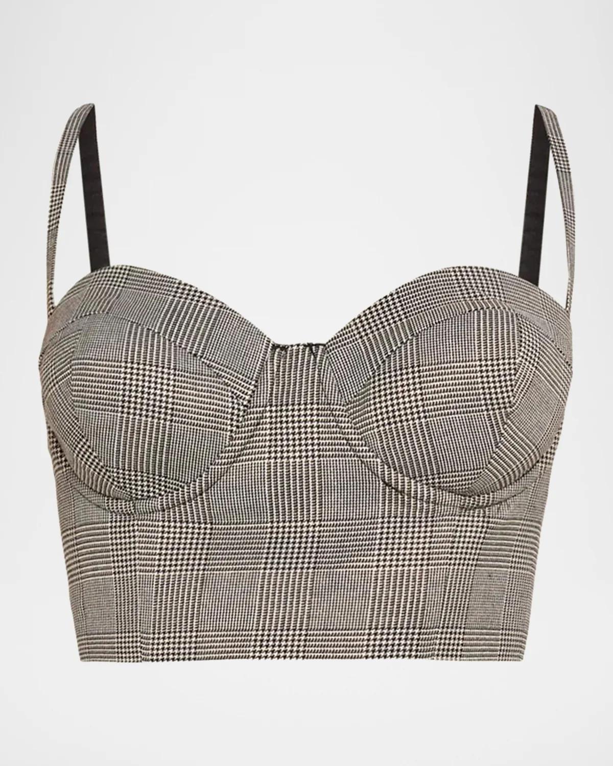 L & apos;AGENCE Sonya Plaid Bustier Top
