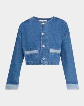 L & apos;AGENCE Verona Collarless Denim Jacket