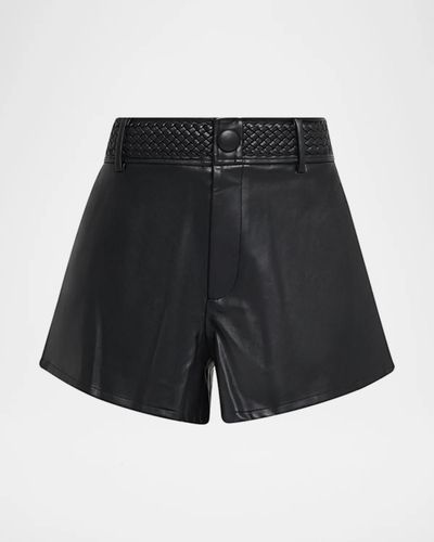 L & apos;AGENCE Virelle Braided-Waistband Faux-Leather Shorts