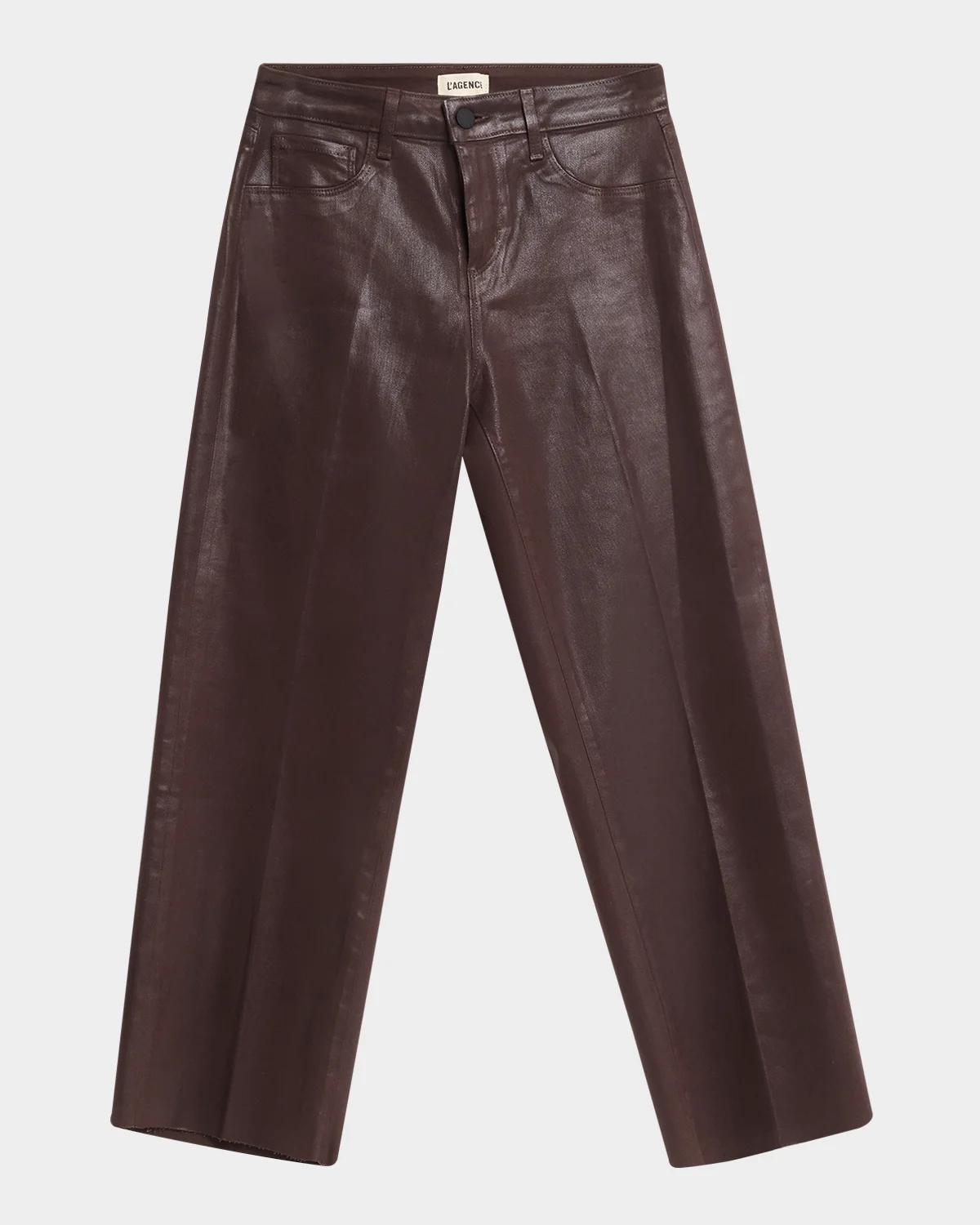 L & apos;AGENCE Wanda High Rise Cropped Wide Coated Jeans