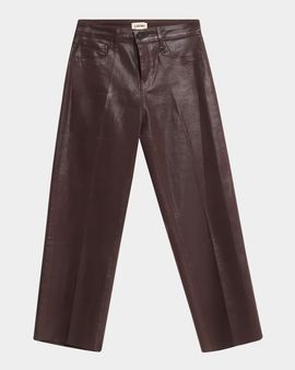 L & apos;AGENCE Wanda High Rise Cropped Wide Coated Jeans