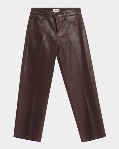 L & apos;AGENCE Wanda High Rise Cropped Wide Coated Jeans