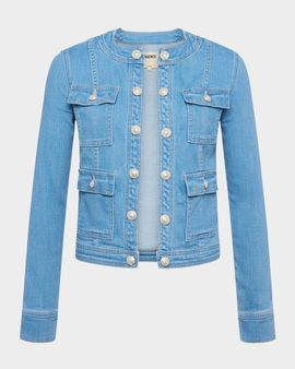 L & apos;AGENCE Yari Faded Collarless Denim Jacket