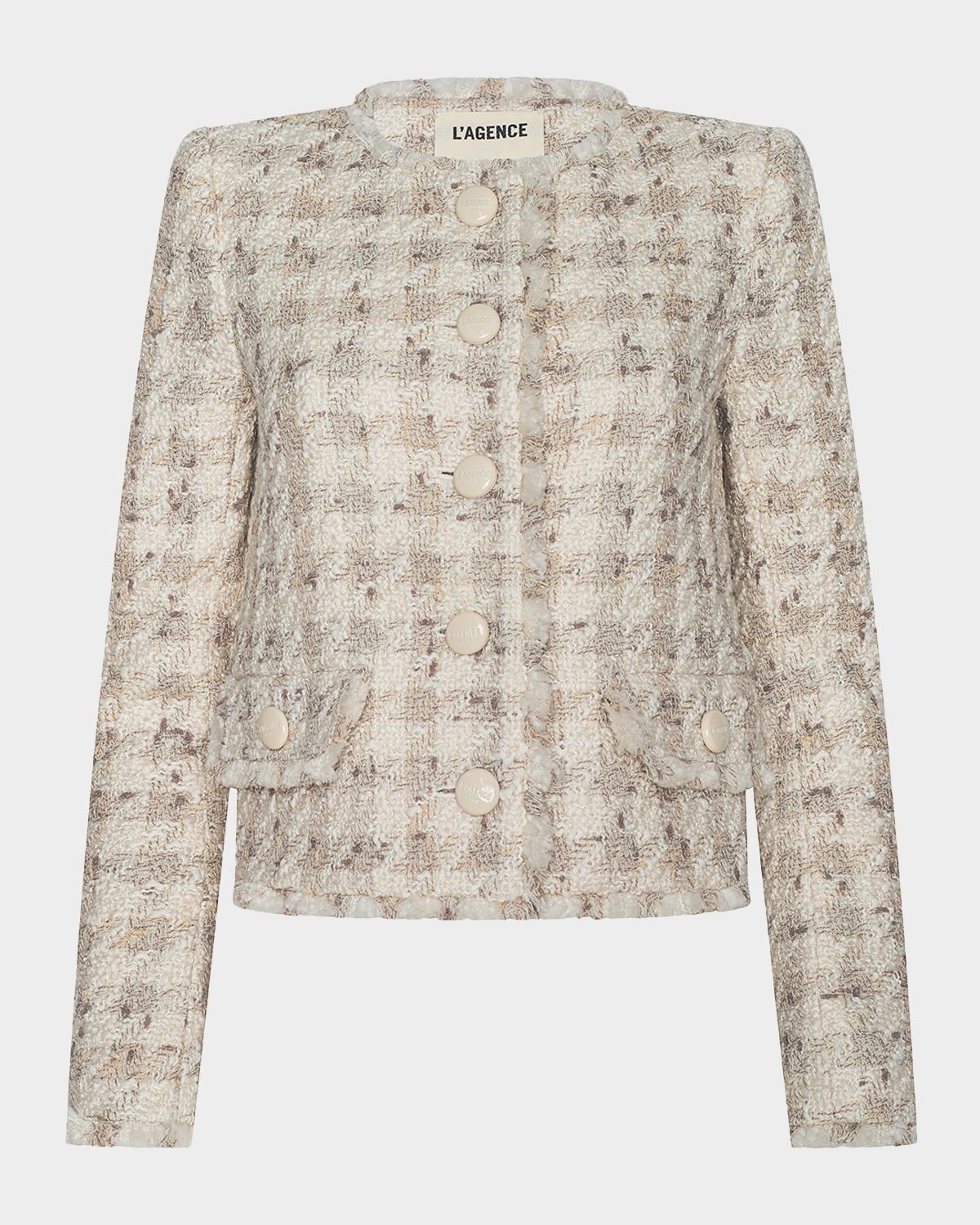 L & apos;AGENCE Zell Houndstooth Tweed Jacket