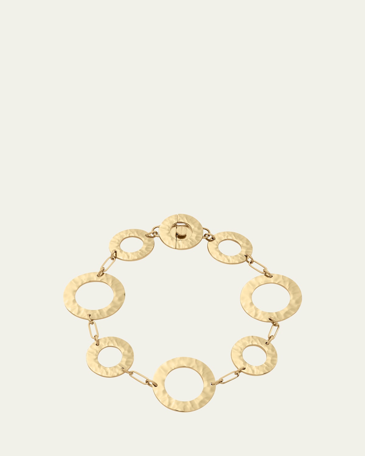 L. Klein Como 18K Yellow Gold Hammered Link Bracelet, 7.5"L