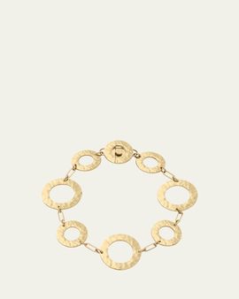 L. Klein Como 18K Yellow Gold Hammered Link Bracelet, 7.5"L
