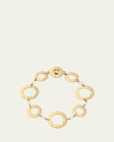 L. Klein Como 18K Yellow Gold Hammered Link Bracelet, 7.5"L