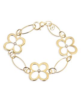 L. Klein L. Klein 18K Yellow Gold Fiore Diamond Openwork Flower Link Bracelet
