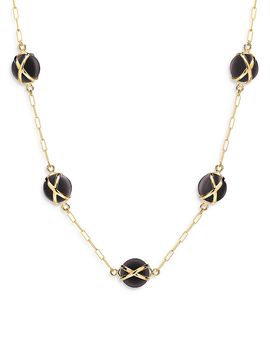 L. Klein L. Klein 18K Yellow Gold Prisma Black Agate Paperclip Chain Necklace, 16