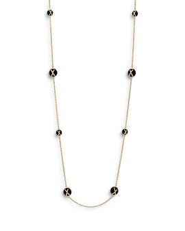 L. Klein L. Klein 18K Yellow Gold Prisma Black Agate Station Long Chain Necklace, 37