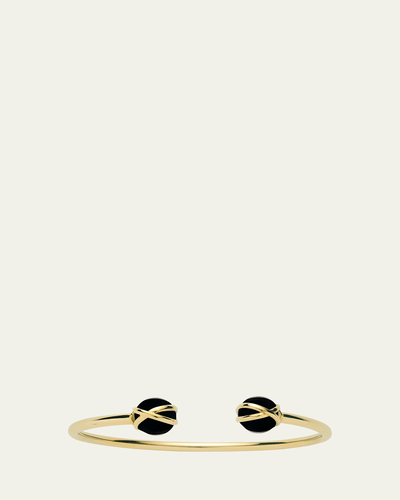 L. Klein Prisma 18k Gold Bangle Bracelet with Black Agate