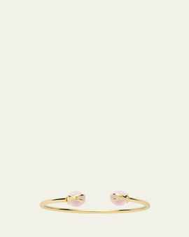 L. Klein Prisma 18k Gold Bangle Bracelet with Rose Quartz