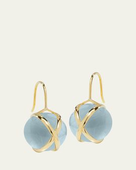 L. Klein Prisma 18K Yellow Gold Aquamarine Drop Earrings