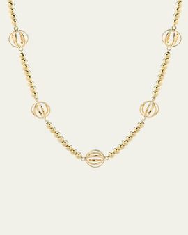 L. Klein Prisma 18K Yellow Gold Ball Chain Necklace, 16-18"L