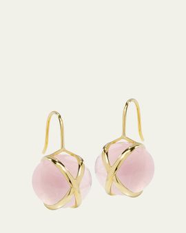 L. Klein Prisma 18K Yellow Gold Rose Quartz Drop Earrings