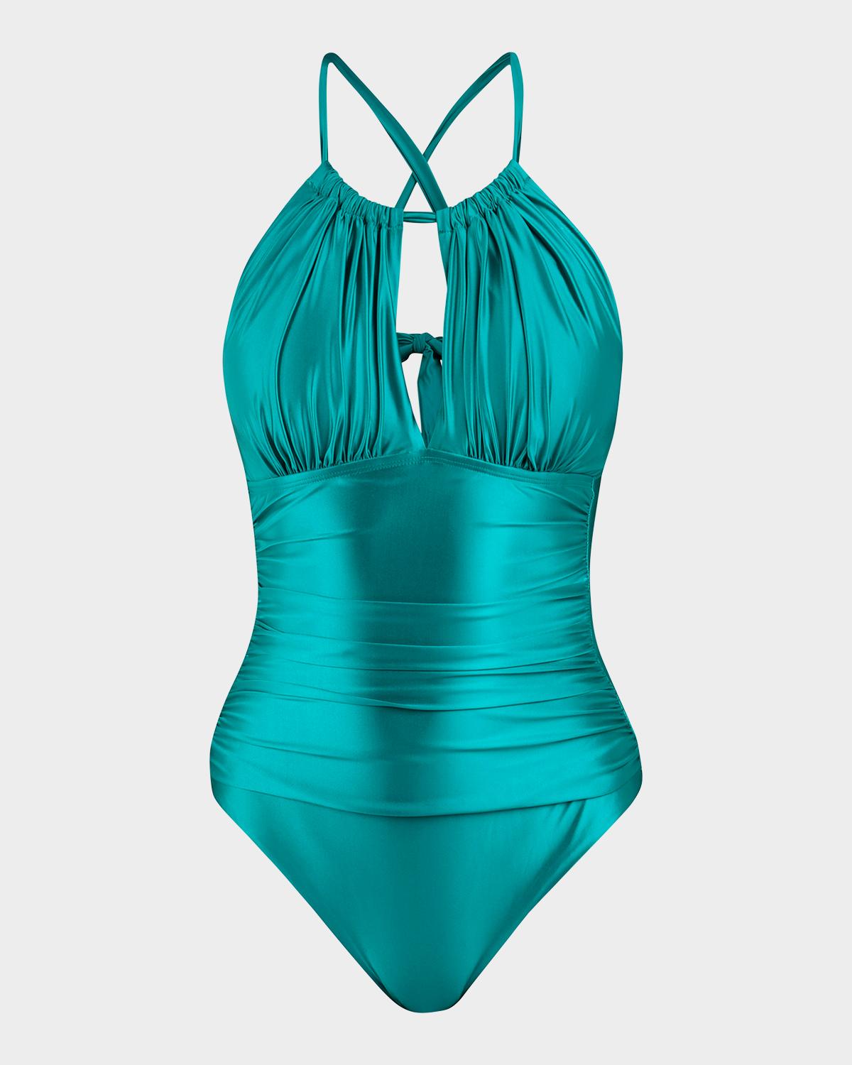 La Blanca Earth Goddess High-Neck Keyhole One-Piece Swimsuit