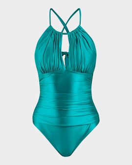 La Blanca Earth Goddess High-Neck Keyhole One-Piece Swimsuit