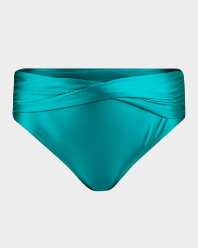 La Blanca Earth Goddess Mid-Waist Twist-Front Bikini Bottoms
