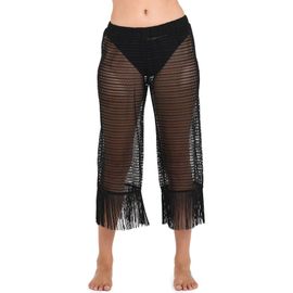 La Blanca La Blanca Fringe Sheer Crop Cover-Up Pants